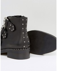 Asos Asher Leather Studded Ankle Boots