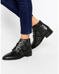 Asos Ashleigh Leather Studded Ankle Boots
