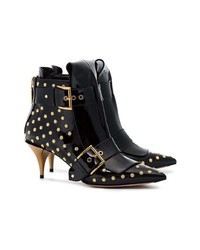 Alexander McQueen Black 75 Studded Patent Leather Boots