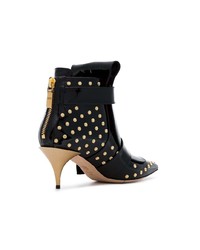 Alexander McQueen Black 75 Studded Patent Leather Boots