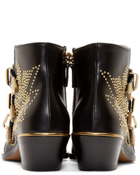 Chloé Black Gold Studded Susanna Boots