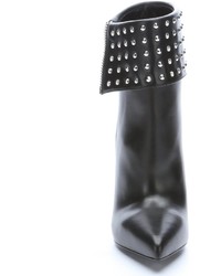 Saint Laurent Black Leather Studded Paris Stiletto Ankle Boots