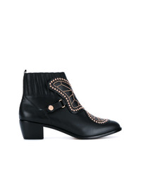 Sophia Webster Black Studded Leather Ankle Boots