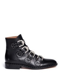 Givenchy Buckle Stud Leather Biker Ankle Boots