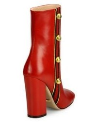 Gucci Carly Studded Grosgrain Leather Boots