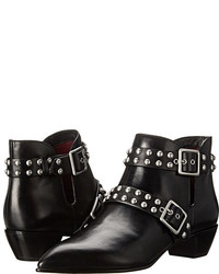 black studded strap ankle boots