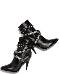 Saint Laurent Chain Wrapped Tumbled Leather Boot Black