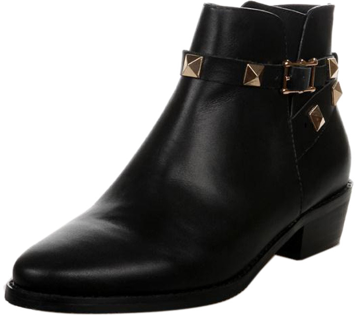 Choies Gold Studded Strap Ankle Boots 