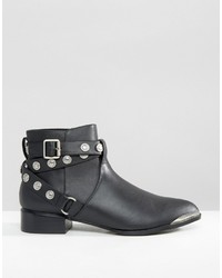 Senso Danny Black Leather Studded Tipped Ankle Boots