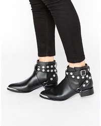 Senso Danny Black Leather Studded Tipped Ankle Boots