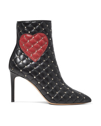 Valentino Garavani Studded Quilted Leather Ankle Boots