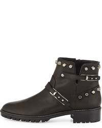 Stuart Weitzman Gowest Studded Leather Ankle Boot Black