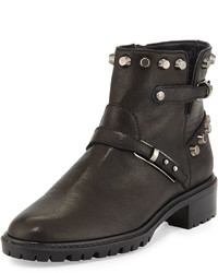 Stuart Weitzman Gowest Studded Leather Ankle Boot Black