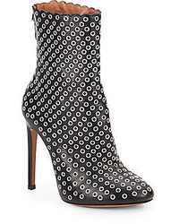 Alaia Grommet Studded Leather Ankle Boots