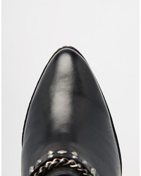 Hudson London Malen Black Leather Studded Mule Boots