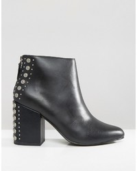Senso Jescinta I Black Leather Studded Heel Ankle Boots