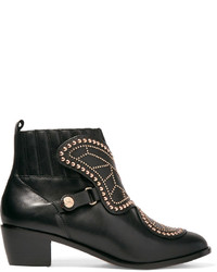 Sophia Webster Karina Butterfly Studded Leather Ankle Boots Black