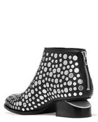 Alexander Wang Kori Cutout Studded Leather Ankle Boots Black