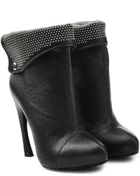 Alexander McQueen Leather Ankle Boots With Studded Cuff