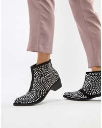 Glamorous Mid Heeled Studded Ankle Boots