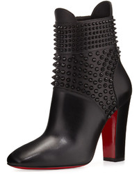 Christian Louboutin Praguoise Studded Red Sole Ankle Boot Black