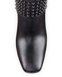 Christian Louboutin Praguoise Studded Red Sole Ankle Boot Black