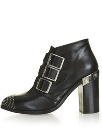 Topshop Premium Leather Ankle Boots With Studded Toe Heel Height Approximately 4 100% Leather Specialist Clean Only