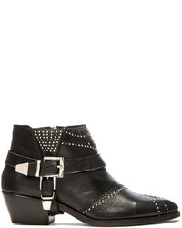 Anine Bing Studded Boots With Buckles In Silver
