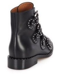 Givenchy Studded Leather Buckled Ankle Boots