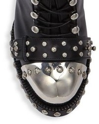 Alexander McQueen Studded Leather Lace Up Buckle Booties