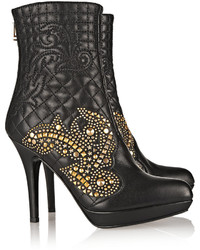 Versace Studded Quilted Leather Ankle Boots