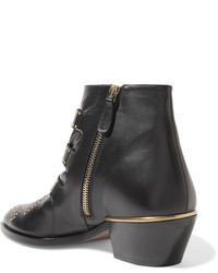 Chloé Susanna Studded Leather Ankle Boots Black