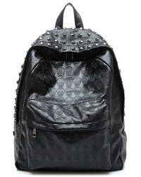 ChicNova Black Studded Backpack With Embossed Skull Print