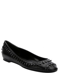 Alexander McQueen Black Leather Beaded And Studded Ballet Flats
