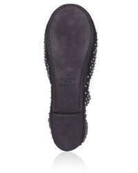 Valentino Noir Rockstud Leather Ballet Slippers
