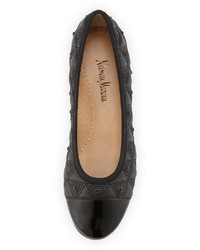 Neiman Marcus Shelby Studded Ballet Flat Black