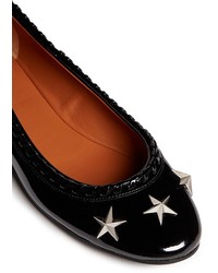 Nobrand Star Stud Whipstitch Patent Leather Ballerina Flats