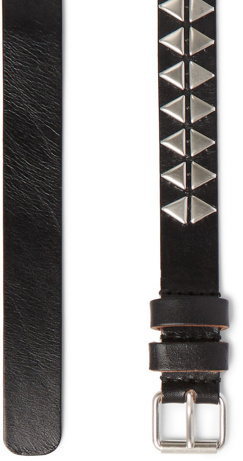 Saint Laurent 2cm Black Studded Leather Belt, $525, MR PORTER