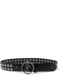 Saint Laurent Clous Perles Studded Leather Belt Black