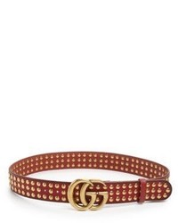 Gucci Double G Studded Leather Belt