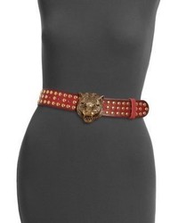 Gucci Feline Studded Leather Belt
