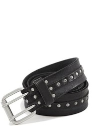 GUESS Studded Overlay Washed Leather Belt