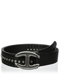 Just Cavalli Studded And Grommetted Leather Belt With Logo Crest Buckle