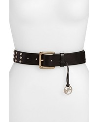 MICHAEL Michael Kors Michl Michl Kors Rhinestone Studded Leather Belt Black X Large