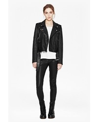 French Connection Chaos Leather Studded Biker Jacket
