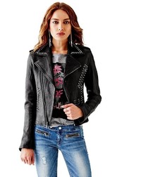 GUESS Studded Leather Moto Jacket