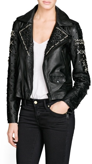 Mango Outlet Premium Beaded Leather Biker Jacket | Where to buy & how ...