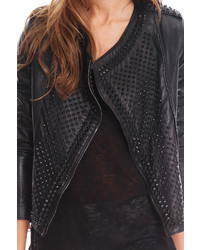 Nour Hammour Erin Black Studded Leather Jacket