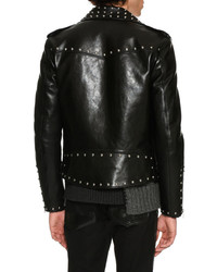 Alexander McQueen Studded Calf Leather Moto Jacket Black