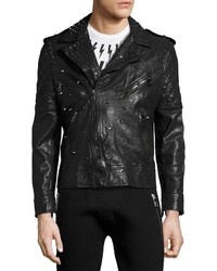 Neil Barrett Studded Leather Biker Jacket Black